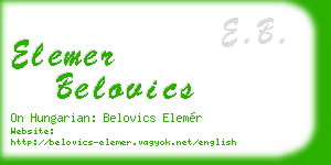 elemer belovics business card
